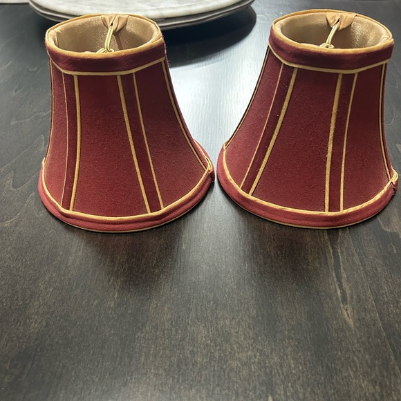 Maroon and Gold Mini Lamp Shades Set of 2 - Picture 1 of 5